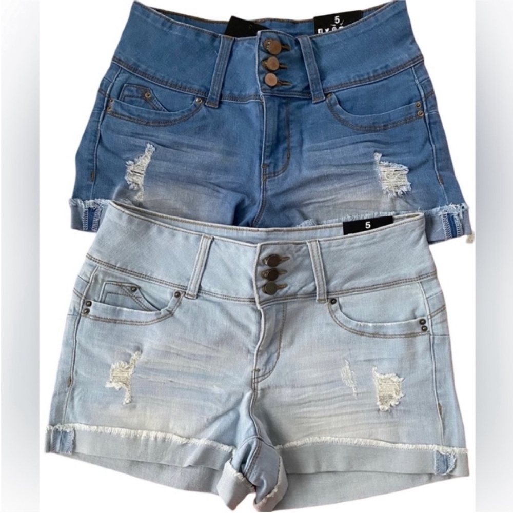 Nwt Fashion Nova high waist distressed denim shorts bundle